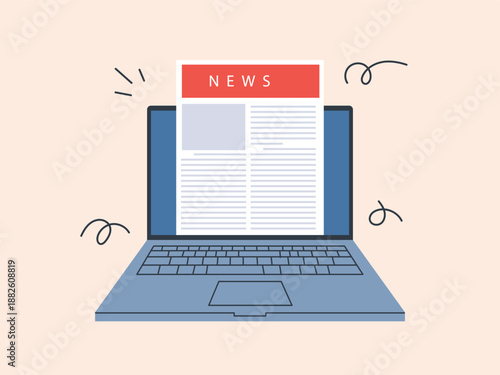Electronic news paper, newspaper online digital on laptop, website, article