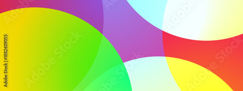 Bright circular segments overlapping on a high contrast white base