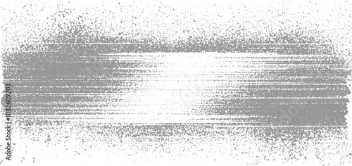 Horizontal distressed brush stroke texture with fine speckles and granular details in grey and white offering a raw, artistic, and
