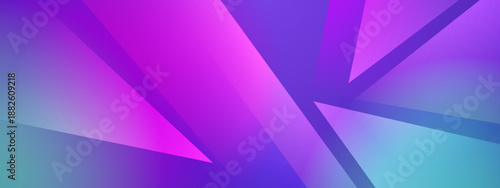 Dynamic composition of overlapping sharp triangles in shades of purple and cyan blue creating a futuristic technological atmosphere