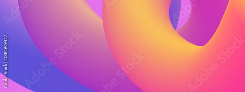 Dynamic 3D fluid shape with a smooth purple and yellow gradient transition forming a twisted wave structure