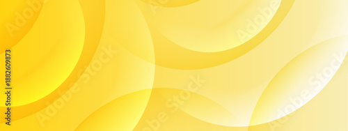 Bright yellow abstract design with overlapping circular arcs and warm luminous lighting effects
