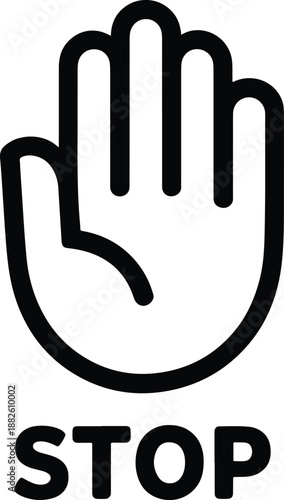 Stop Sign Hand Symbol with Text