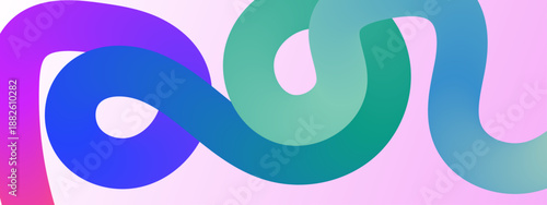 Abstract composition featuring smooth 3D fluid shapes and vibrant color transitions on a soft pastel backdrop