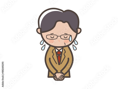 Wallpaper Mural 大汗をかいて謝罪する眼鏡をかけた中高年男性ビジネスマンの上半身イラスト Torontodigital.ca