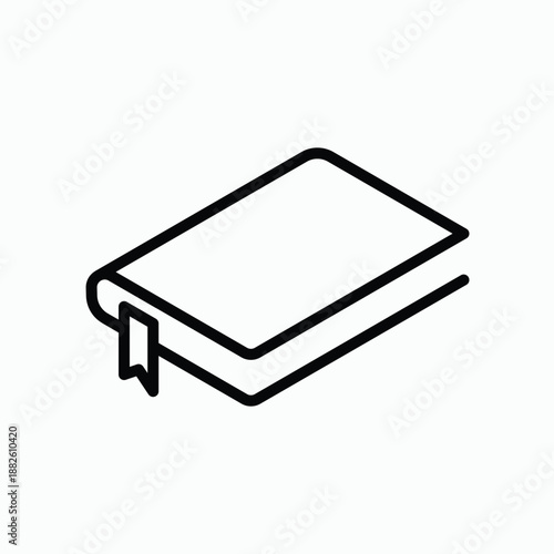 Isometric Single Book with Bookmark Line Icon