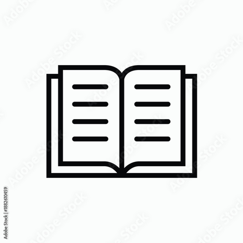 Open Book with Text Lines Icon