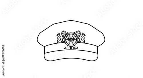 Official Emblem Cap With Wheel And Lions On Band Symbolizing Authority And Service