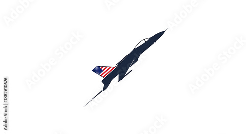 Modern Fighter Jet Ascending Swiftly With Textured Emblem on Tail Against White Backdrop Symbolizing Power and Freedom