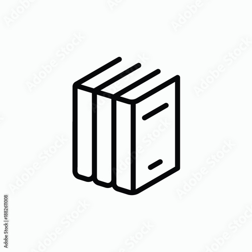 Isometric Stack of Books Line Icon