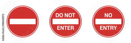 No Entry Sign Set, Prohibited Access Symbols Collection for Public and Private Areas,