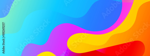 Stunning abstract background consisting of smooth wavy layers in bright cyan blue purple yellow and red creating a sense of movement