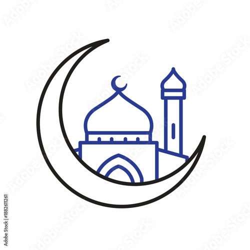 Ramadan icon. Ramadan Arabic Islamic celebration. Islam, Muslim, holy month. outline design style