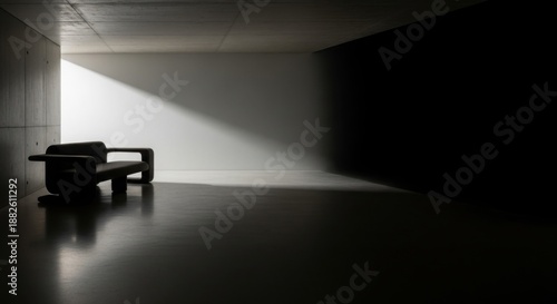 Light reflection fading into void, intentional modern living