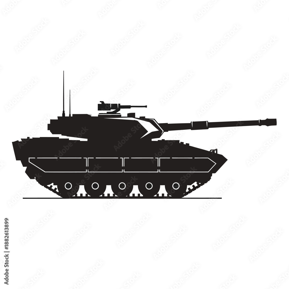 Fototapeta premium Modern Battle Tank Silhouette