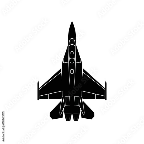 Top View Silhouette of a Modern Fighter Jet