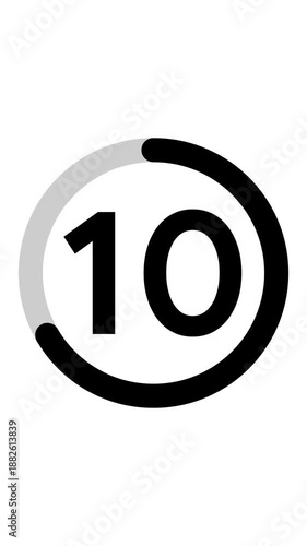 15 second countdown with circle animation, 15 to 0 animation countdown. 4K video