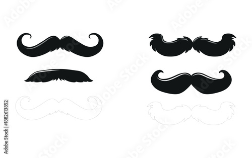 Mustaches  set. Hipster mustache icon set isolated on transparent background