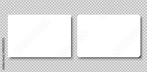 Blank White Business Card Mockup Set with Sharp and Rounded Corners on Transparent Background