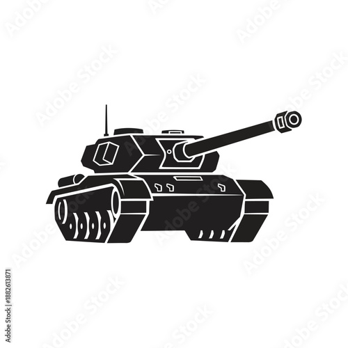Black Tank Silhouette Icon Vector Art