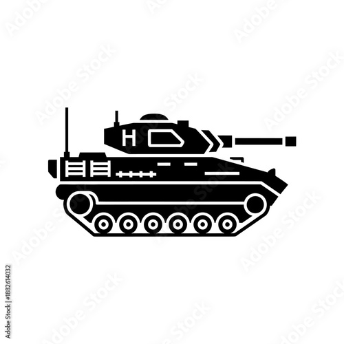 Black silhouette of a modern military tank, vector illustration