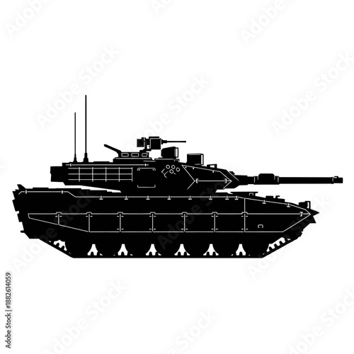 Modern Main Battle Tank Silhouette - Military Vehicle Vector Art