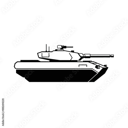 Modern Armored Tank Silhouette - Military Vehicle Vector Art