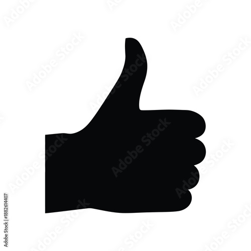 Silhouette of a thumbs up hand gesture on white background