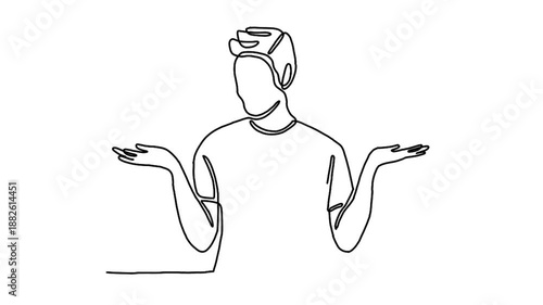 Continue line animation of man thinking of choices