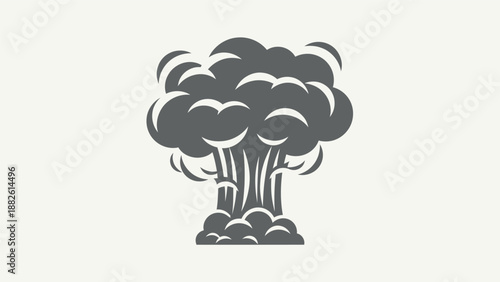 Simple black and white illustration of a nuclear explosion.