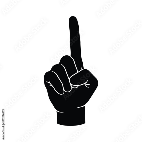 Silhouette of a hand with index finger raised