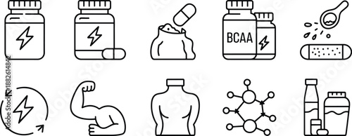 Supplements and Fitness Icons Collection