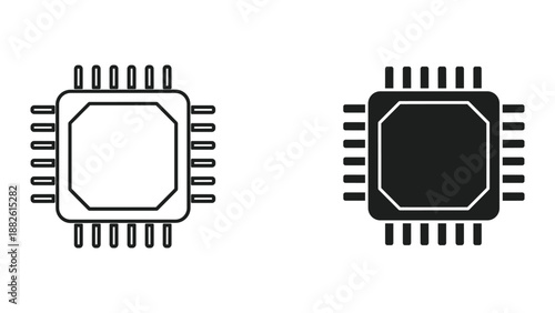 Simple microchip icon illustration