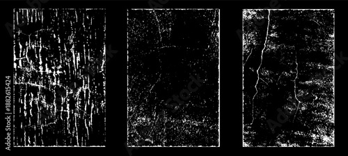 Grunge worn paper effect. Overlay texture stamps with old paper. Stamps distress grain surface dust and rough background concept. Illustration place over object to create grunge effect.
