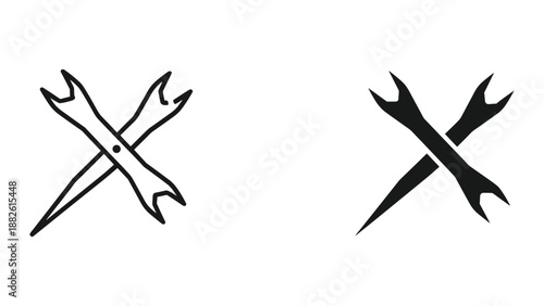 Crossed wrenches and screwdriver icon set