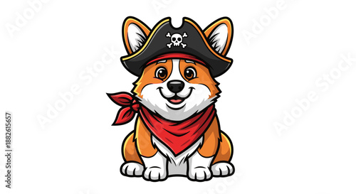 Small Corgi Pirate Icon with Captain Hat