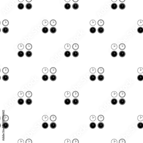 Clock time seamless pattern isolated on white background