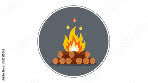 Campfire icon with burning logs and flames.