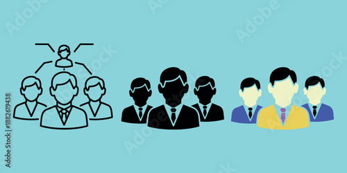Group of diverse business people with hierarchical structure and organization business hierarchy