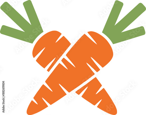 Vibrant orange crossed carrots illustration.