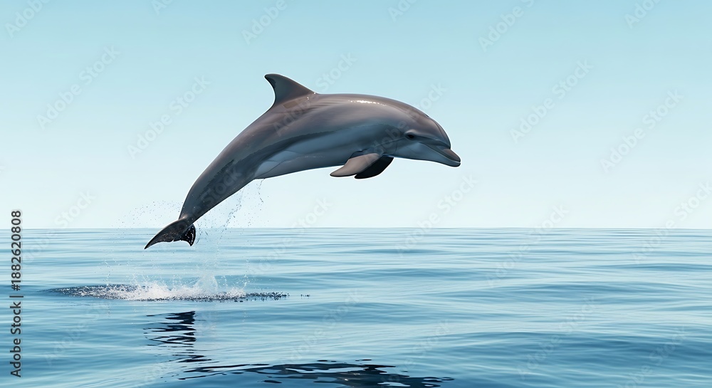 Fototapeta premium dolphin jumping slightly above surface impression