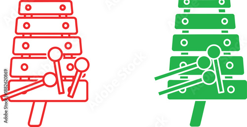 Red and green Christmas tree with presents and decorations under it