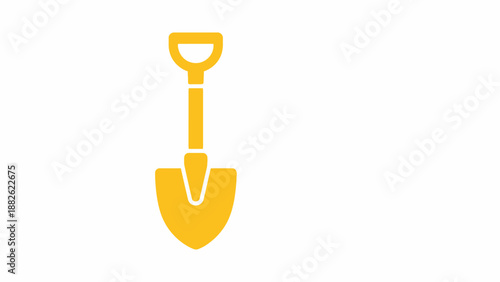 Simple yellow shovel icon on white background.