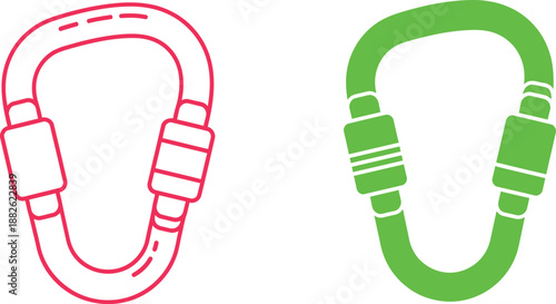 Red and green headphones with ear cushions and headband outlined in style earphones