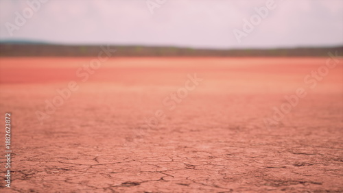 Cuadro en lienzo A wide landscape showcases cracked, dry earth stretching far into the distance