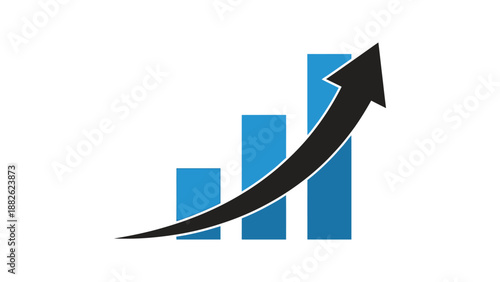 Upward bar chart icon with black arrow symbolizing growth