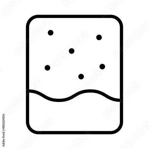 Kitchen scouring pad or sponge, linear icon. Dishwashing, surface scrubbing, and household chore supplies. Line with editable stroke