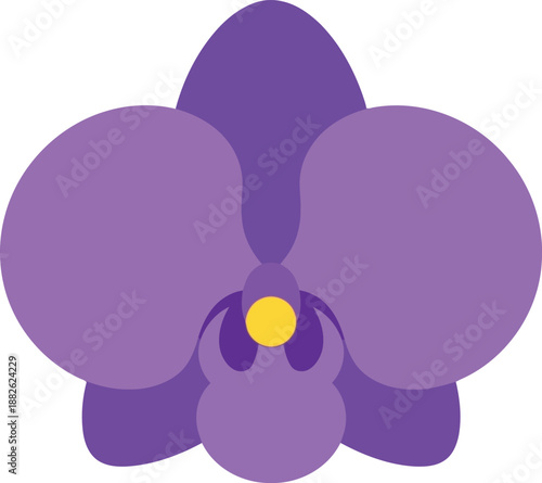 Minimalist Purple Orchid Flower Vector Illustration Isolated on White Background