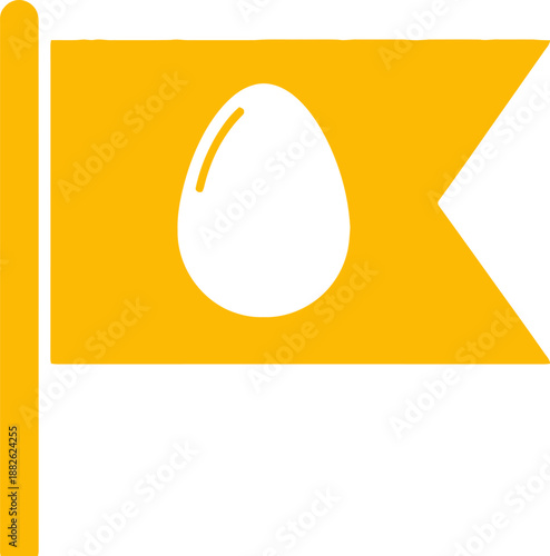 Yellow flag with white egg symbol.