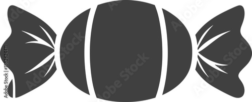 Black wrapped candy icon illustration.
